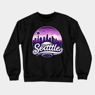 Vintage Purple Seattle City Baseball Crewneck Sweatshirt